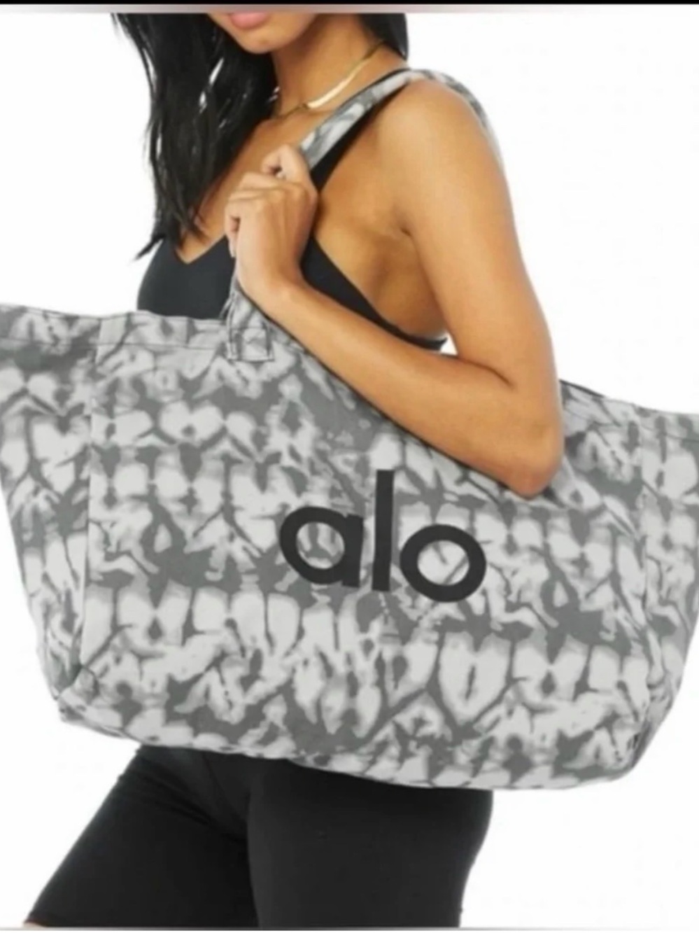 ALO Yoga Gray Tie-Dye Tote Bag